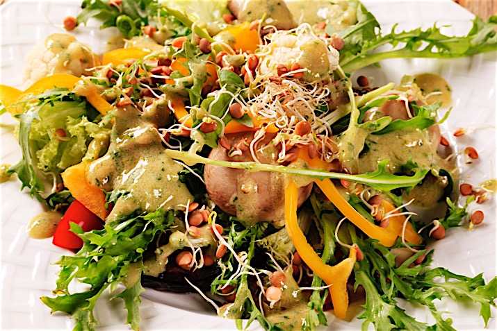 Dijon Vinaigrette with Frisée, Artichoke & Pepper Salad