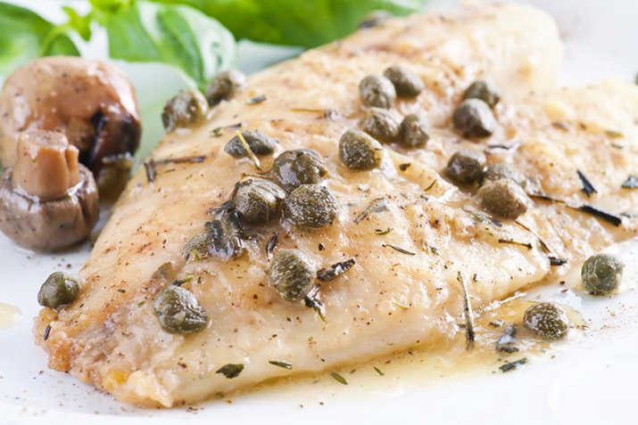 Fish in Herbed White Wine and Caper Sauce