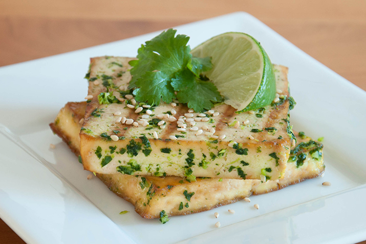 Grilled Tofu with Cilantro Ginger Pesto