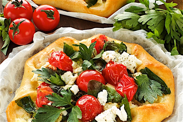 Individual Puff Pastry Tarts with Parsley, Tomato and Feta