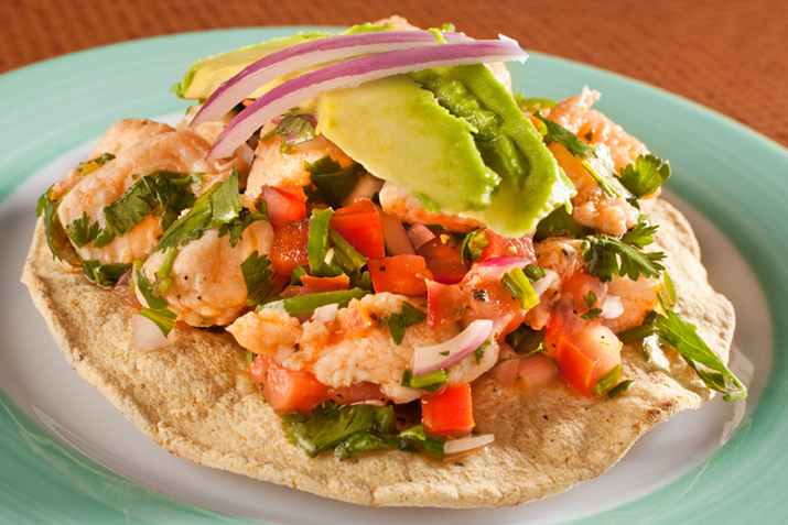 Shrimp Tostadas with Avocado Salsa