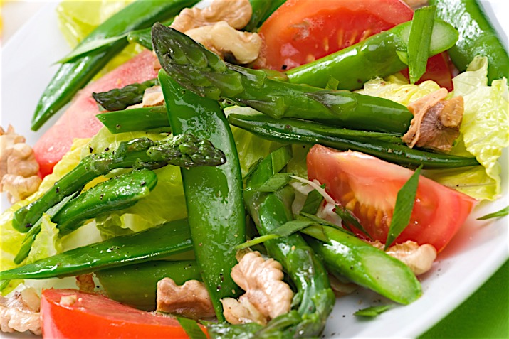 Snow Pea and Asparagus Salad with Ginger-Cardamom Dressing