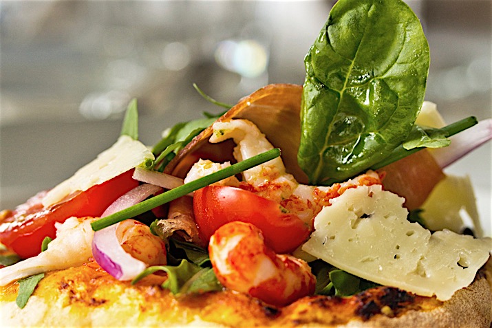 Spanish Shrimp and Manchego Salad Pizza
