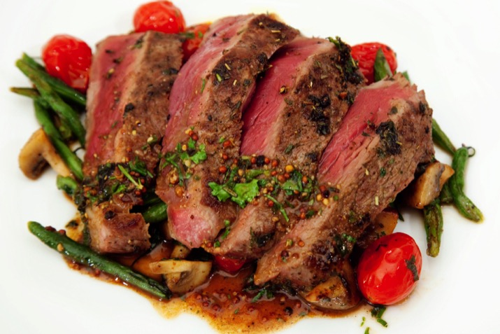 Steak with Whiskey-Mustard Sauce
