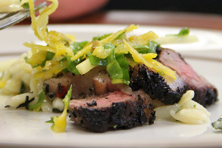 Tea Rubbed Lamb, Taleggio Orzo & Kohlrabi Slaw
