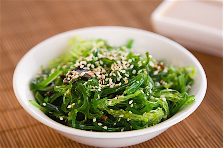 Wakame-Sesame Salad with Pickled Onion Garnish
