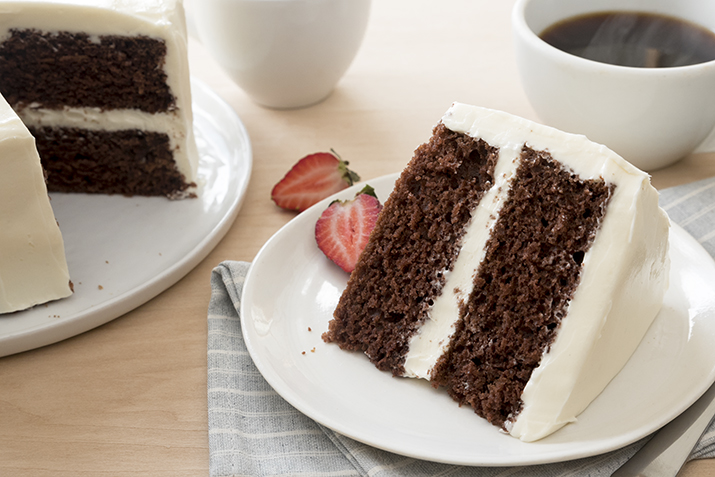 Vegan Chocolate Cake with Fluffy White Frosting