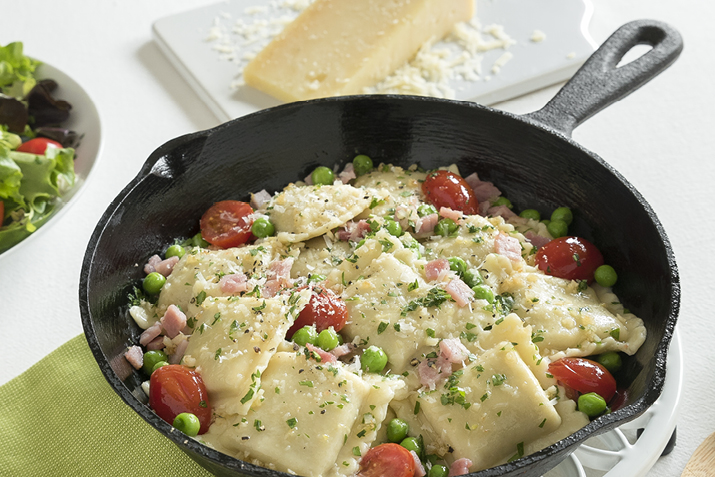 Ravioli with Peas and Ham