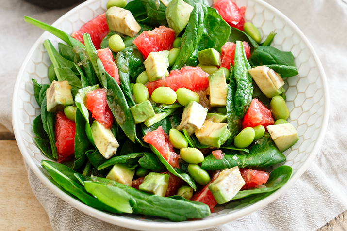 Grapefruit, Spinach and Edamame Salad