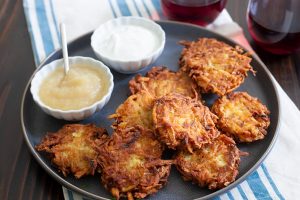 Potato latkes on a plate