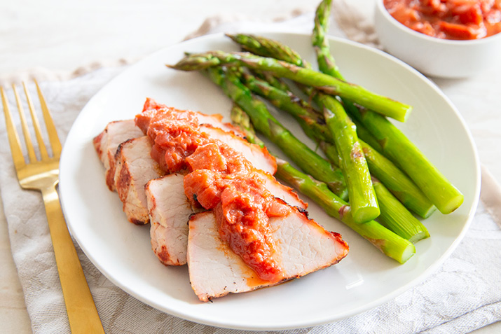 Grilled Pork Tenderloin with Rhubarb Barbecue Sauce
