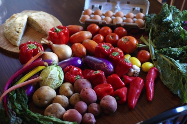 CSA box with vegetables