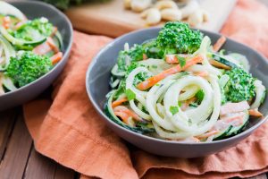 Plate of Creamy Cashew Fettuccine Alfredo with Veggies