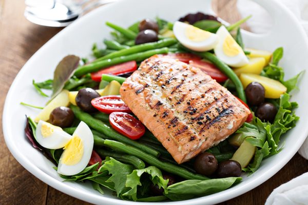 Bowl of Salmon Nicoise Salad