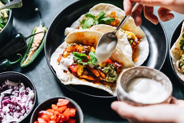 Vegan Tacos Being Made