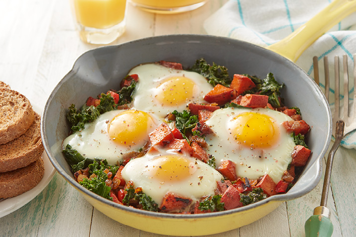Kale and Sweet Potato Breakfast Skillet