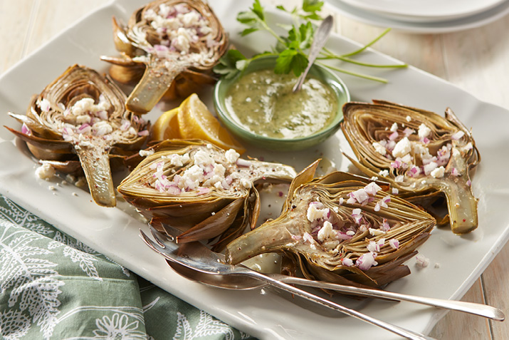 Roasted Artichokes with Lemon Vinaigrette