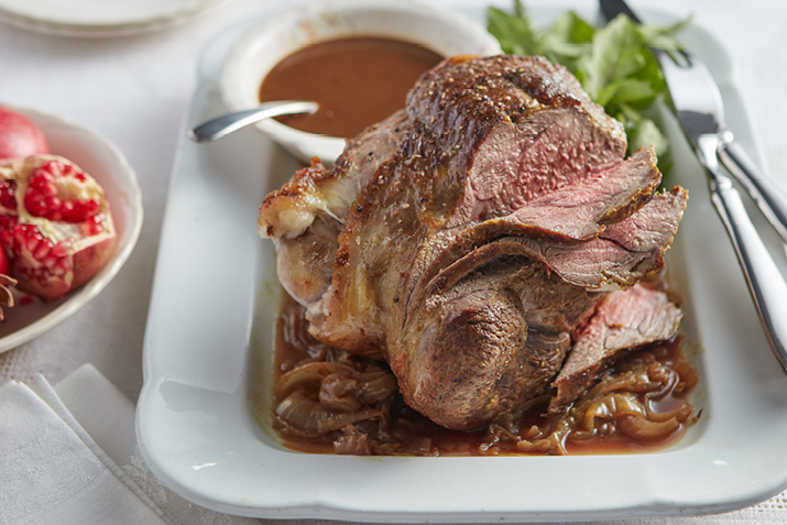 Braised Leg of Lamb in Pomegranate Sauce