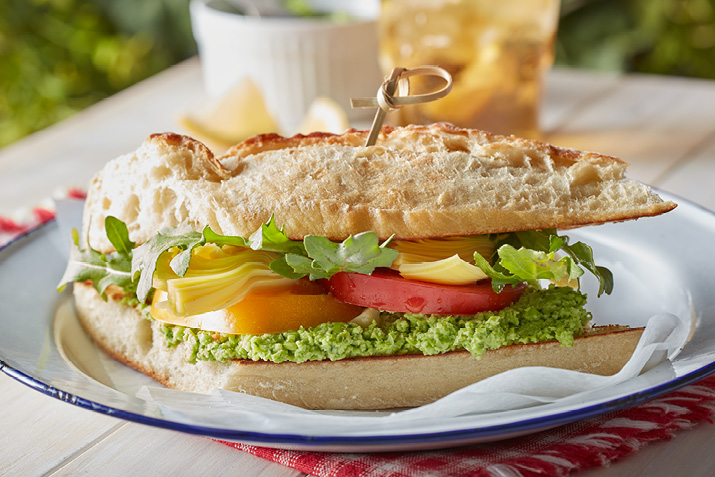 Tomato Artichoke Sandwich with Edamame Spread