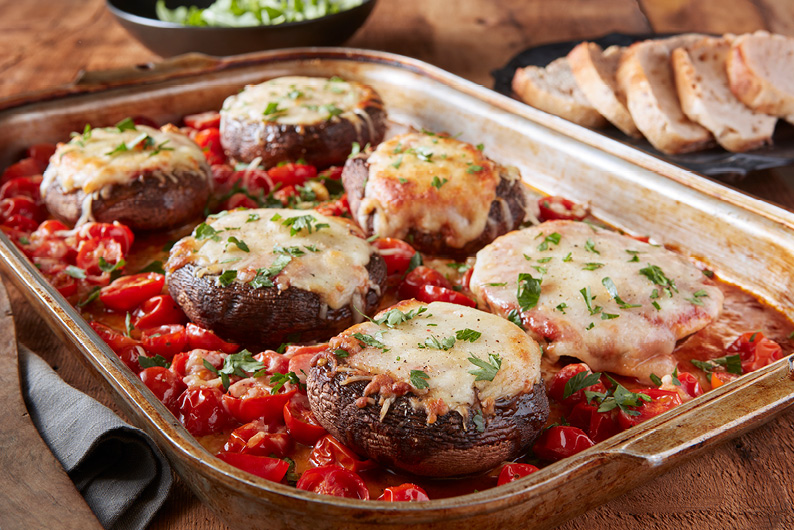 Sheet Pan Mushroom Parmigiana