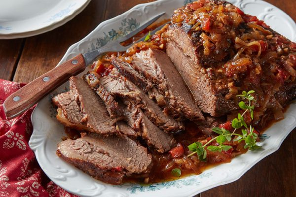 Holiday Brisket smothered in tomatoes and onions