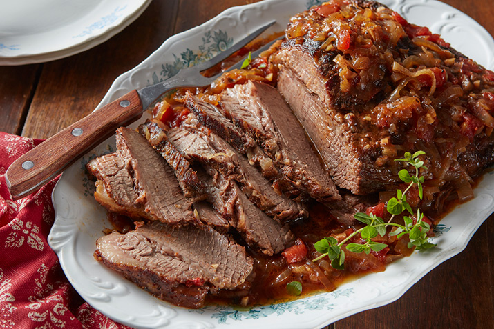 Holiday Brisket with Tomatoes and Onions