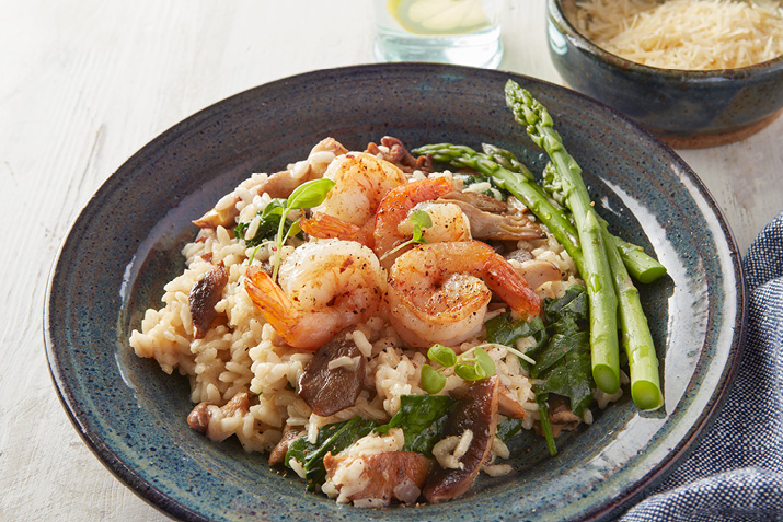 Wild Mushroom Risotto with Shrimp