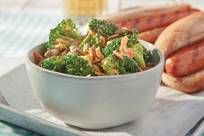 Broccoli with Tahini Lime Dressing and Pepitas